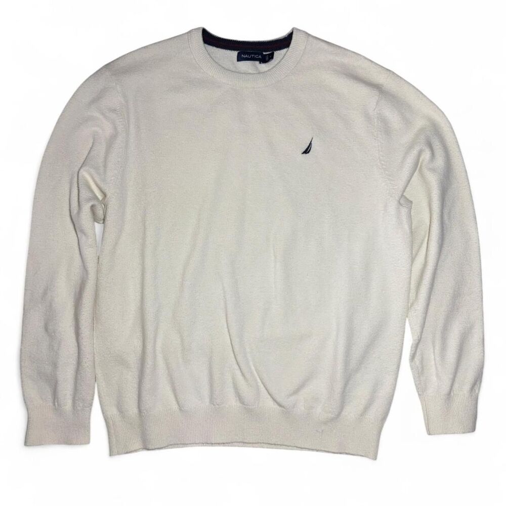Nautica Men's XL Cream sweater pullover knit collar Jumper